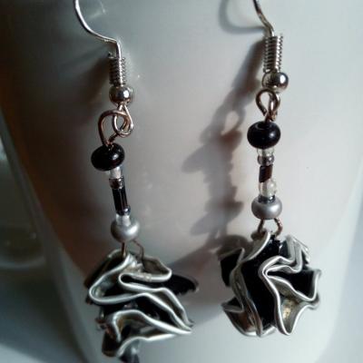 Boucles d oreilles noir avec perles