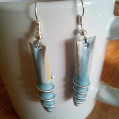 Boucles d'oreilles blanc/bleu